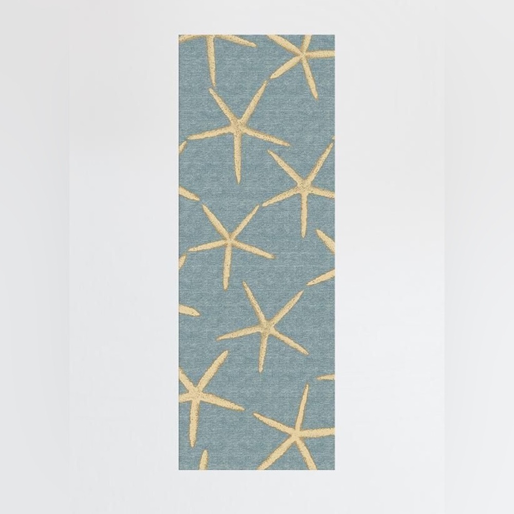 Ruggable Starfish Pale Blue Flatwoven Runner 2' 8" x 8' w/ Standard Rug Pad EUC